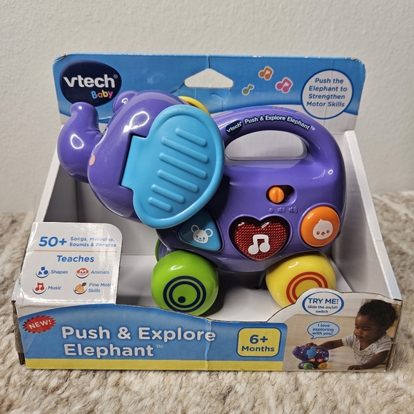 VTech Baby Learning Toy Interactive Push and Explore Elephant - Picture 2 of 14